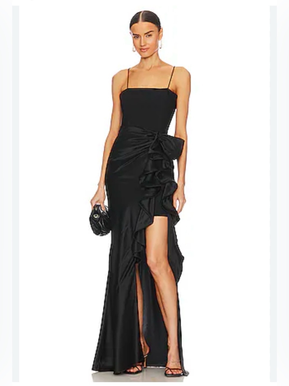 cinq a sept Black Spaghetti-Strap Ruffle Maxi Dress. Size 2. Sample sale .